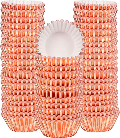 Sumind 400 Pieces Mini Foil Cupcake Liners Baking Cups, Metallic Cupcake Liner for Holiday Baking Muffin and Cupcakes(Rose Gold)...
