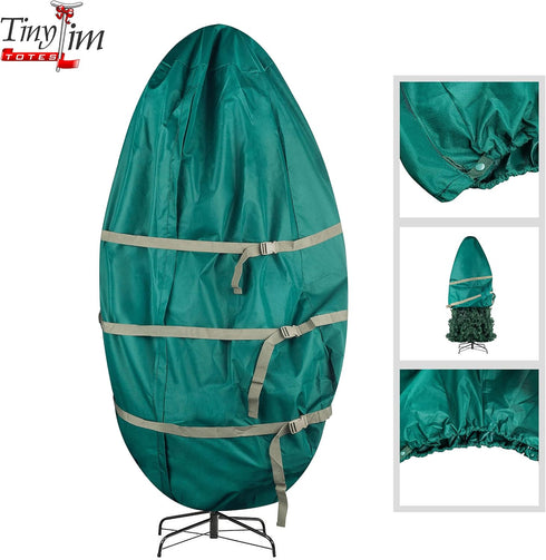 Christmas Tree Storage Bag for Trees up to 6 Ft Tall - Store Artificial Trees Upright and Decorated All Year Long by Tiny Tim Totes (Green)...