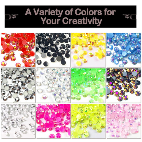 3000Pcs Resin Rhinestones,AB Round Flatback Jelly Rhinestones for DIY Crafts Face Makeup Cups (3MM Black)...