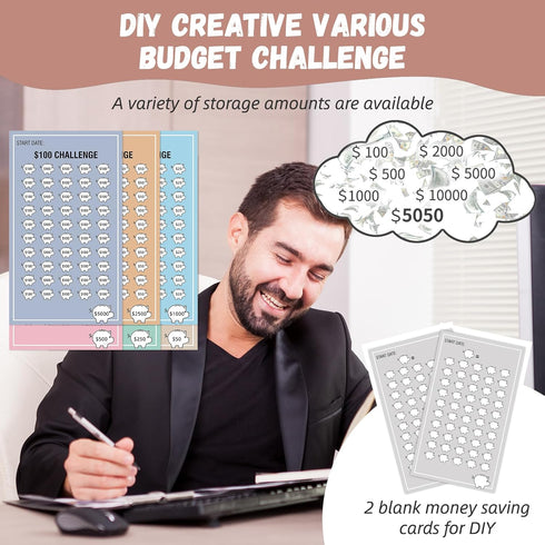 Budget Binder, A6 Money Saving Binder with Upgraded Cash Envelopes, Budget Savings Challenge Book with 24 Money Saving Trackers to Save $5050, 500...