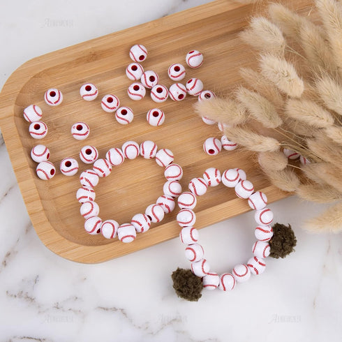 AUEAR, 100 Pack Baseball Beads 12mm for Sport Jewelry Making Necklace Bracelet Craft Decoration Accessories...