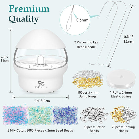 PP OPOUNT Electric| Clay| Seed Bead Spinner with 3171 PCS Jewelry Beads Set, Fast Beading Bead Spinner Machine for Jewelry Making (Patent Product)...
