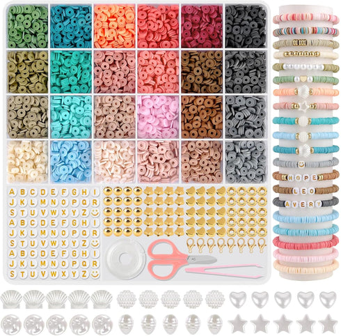 TEXGIZRLY Clay Bead Bracelet Kit, Friendship Bracelet Making Kit for Girls, 24 Colors Clay Beads for Bracelets Making, Beads for Jewelry Making Ki...