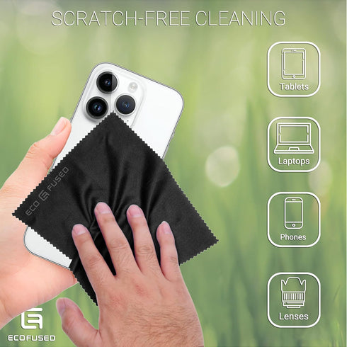 Eco-Fused Blue/Black Microfiber Cloth - 6x7 Inch - 12 Pack - Glasses & Lens Cleaning...