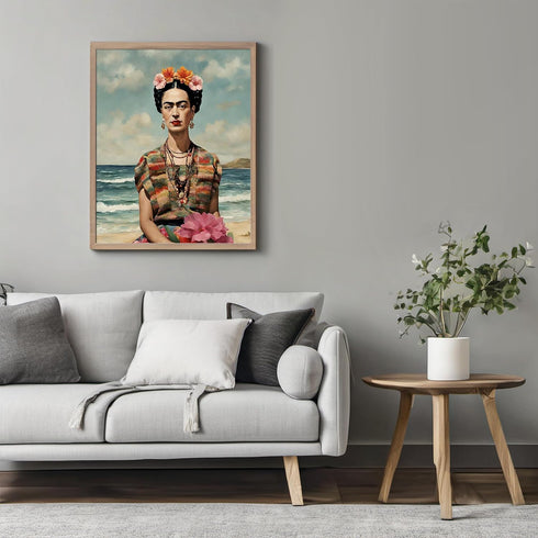 Posterizer 1 pcs- Frida Kahlo inspied art in the beach-Famous Figures Art Collection-Landscape & Nature Art- Living Room Bedroom Decor- unframed w...