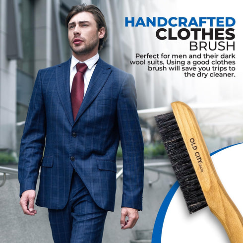 Clothes Brush Garment Brush-USA-Lint Brushes for Clothes, Lint Remover for Clothes 100% Boar Bristle Men's Wool Suit Brush, Suede, Furniture and U...