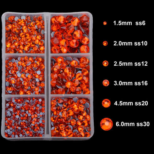 4000pcs Mixed Size Hot Fix Round Crystals Gems Glass Stones Hotfix Flat Back Rhinestones (Orange)...