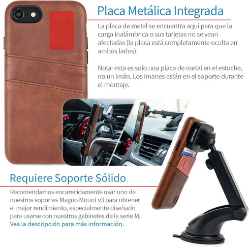 Dockem Wallet Case for iPhone SE 3 (2022), SE 2 (2020) & iPhone 8/7 with Metal Plate for Magnetic Mounting & 2 Card Holder Slots (Exec M2, Brown)...