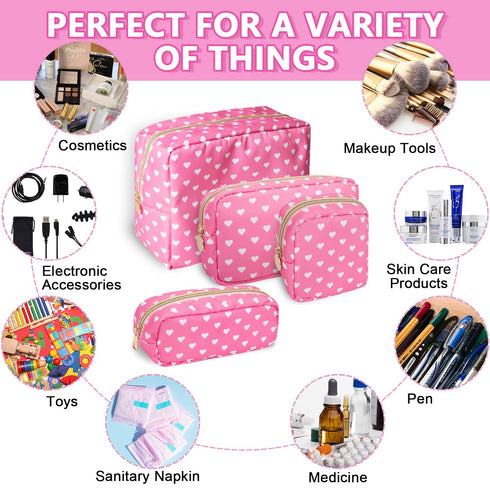Waterproof Small Pencil Case Makeup Bag for Purse,Cute Pencil Pouch Preppy Nylon Makeup Brush Holder with Zipper,Girls Portable Storage Case Small...