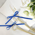 QIANF Royal Blue Double Face Satin Ribbon with Silver Border for Gift Wrapping, Hair Bows, Wedding Party Decoration, Crafts Sewing, Invitation Car...