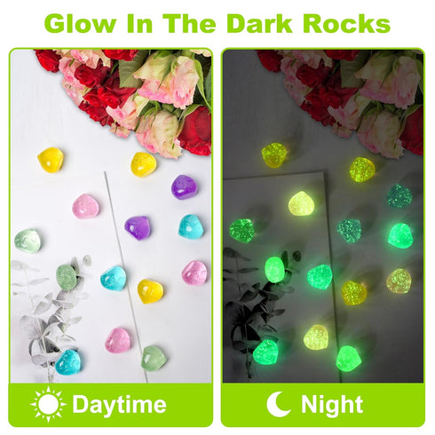 100pc Luminous Stones Glowing Rocks for Aquarium Decoration Glow Stones for Fish Tank Glowing Stones for Driveway Garden Pebbles Rocks,Purple...