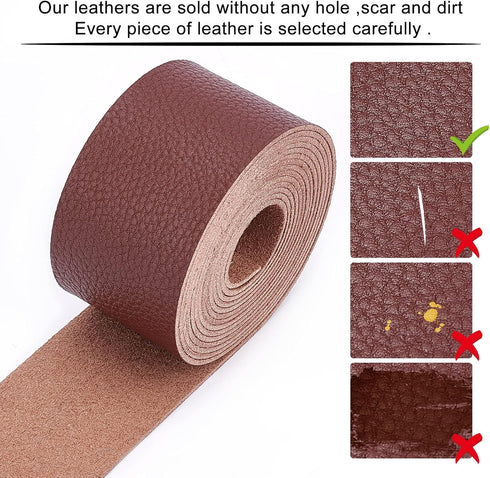 GORGECRAFT Brown Leather Strap 1.5 Inch Wide 79 Inch Long Lychee Pattern Leather Belt Strips Wrap Single Sided Flat Cord for DIY Crafts Projects C...