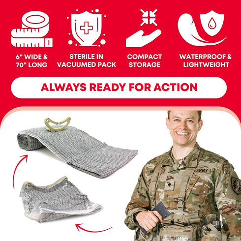 Ever Ready First Aid Israeli Battle Dressing Compression Bandage, 6", Black...