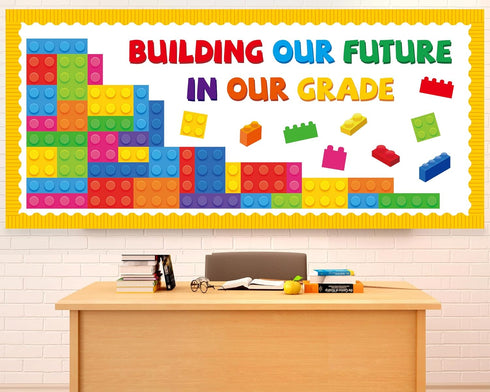 87 Pcs Building Blocks Bulletin Board Set Classroom Decoration Back to School Building our Future in Our Grade Cutouts for Classroom School Chalkb...