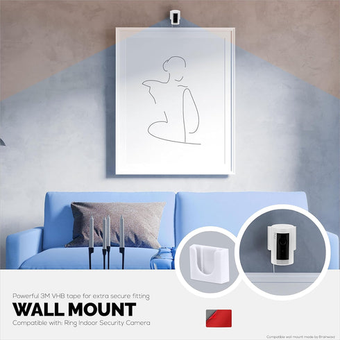 Adhesive Wall Mount for Ring Indoor Cam (2 Pack), Easy to Install Holder Hanger, No Tools Needed, No Mess, No Drilling, Strong VHB Mount, White by...