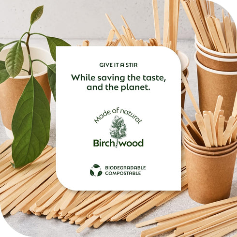 Birch Wood Coffee/Beverage Stirrers 7" (1000 pack) Eco-Friendly Great For Your Coffee Nook....
