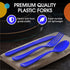 Disposable Dark Blue Plastic Forks 50 Pcs - Heavy Duty Dark Blue Plastic Disposable Cutlery - Dark Blue Disposable Flatware, Dark Blue Plastic Sil...