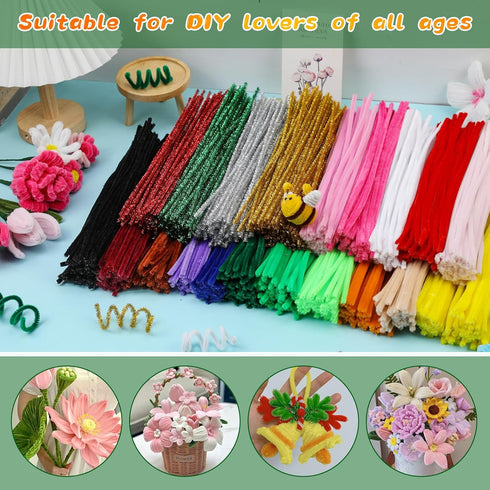 100Pcs Pipe Cleaners, Pipe Cleaners Craft, Creative Craft Pipe Cleaners for Festivals Flower Making, Chenille Stems Crafting Pipe Cleaners Supplie...