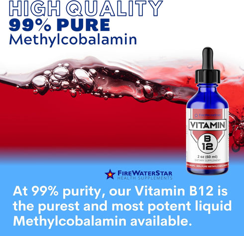 FWS Liquid B12 - Sublingual B12 Drops - Methylcobalamin - Boosts Energy Production - Organic, Non-GMO, Vegan - Adjustable Dosing - Highly Absorbab...