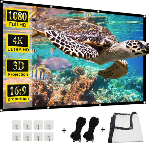 84" Projector Screen,4K 16:9 HD Rear Front Projector Screen Movie Screen Foldable Projection Screen Double-Sided Portable Outdoor Indoor Projector...