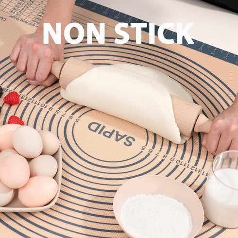 Non Slip Silicone Pastry Mat Large with Measurements for Non-stick Dough Rolling, Pie Crust, Pastry Roll Out, Cookies,Bread and Silicon Kneading M...