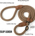 Mile High Life Slip Leads for Dogs | Heavy Duty Dog Training Leash | 4 Feet No Pull Slip Leashes w Leather Tip | Brown Rope Lead for Dogs Outside...