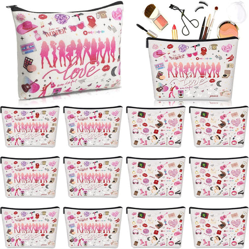 12 Pcs Singer Makeup Bag for Girls Singer Fans Cosmetic Bag Inspired Travel Makeup Bag Portable Stationery Storage Organizer for Women Teen Mercha...