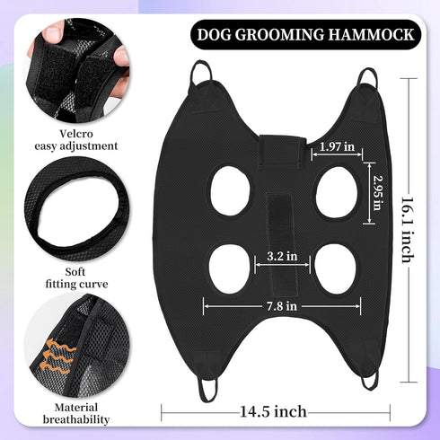 Cat Grooming Hammock Pet Hammock Cat Nail Clipper Hammock for Nail Trimming Dog Sling for Nail Clipping Dog Hanging Harness (Black XS)...