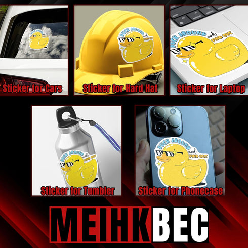 Set 3PCS - Duck Around and Find Out Sticker Funny Meme Cool Duck Die-Cut Waterproof Vinyl Sticker for Hard Hat Laptop Water Bottle Phone Case Car ...