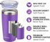 SUNWILL Travel Coffee Tumbler 20 oz, Insulated Mug with Lid, Stainless Steel Cup for Hot and Cold Drinks, Powder Coated Purple...
