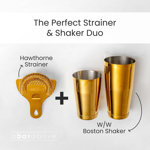 A Bar Above Gold Hawthorne Strainer Cocktail, Stainless Steel Bar Strainer Cocktail, High-Density Spring, Mirrored Gold Finish, Drink Strainer, Co...