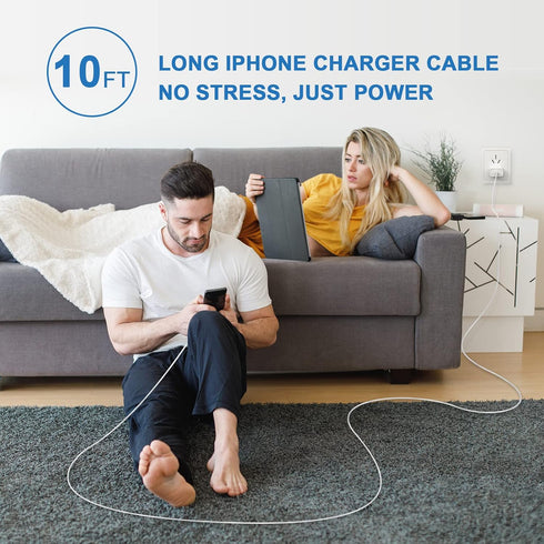 iPhone 14 13 12 Charger 10 FT, 3 Pack PD 20W USB C iPhone Charger Fast Charging Block with 3 Pack 10FT Long Type C to Lightning Cable Compatible f...