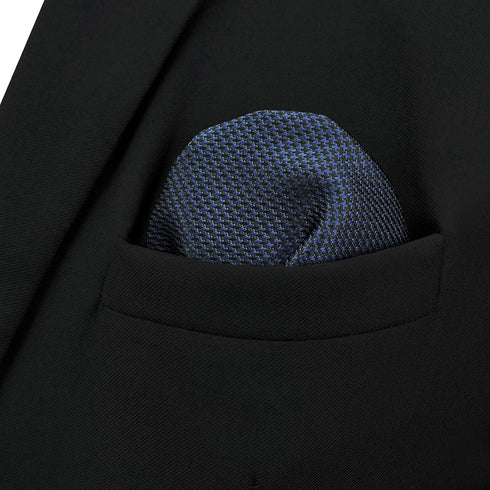S&W SHLAX&WING Silk Ties for Men Neckties Pack Navy Dark Blue Solid Matching Pocket Square...