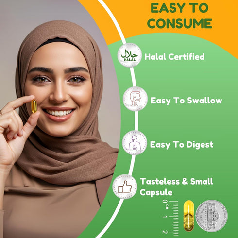 Halal Black Seed Oil | 1000mg 45 Servings | Nigella Sativa, Kalonji | Supports Hair, Skin, Joints, Immune, Heart, Digestion...
