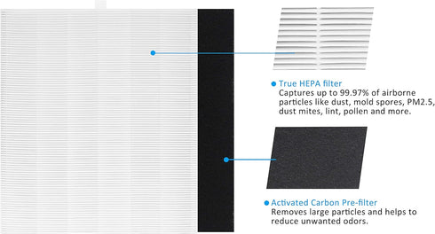 AP-1512HH True HEPA Replacement filter, Compatible with Coway Airmega AP-1512HH, AP-1512HH-FP, AP-1518R, AP-1519P, Item NO #3304899 (2 HEPA Filter...
