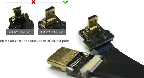 Flat Slim FPV HDMI Cable Micro HDMI Male 90 Degree to Standard HDMI Male Full Size HDMI Normal HDMI Compatible with Gopro Sony Alpha sonyA7RII A7S...