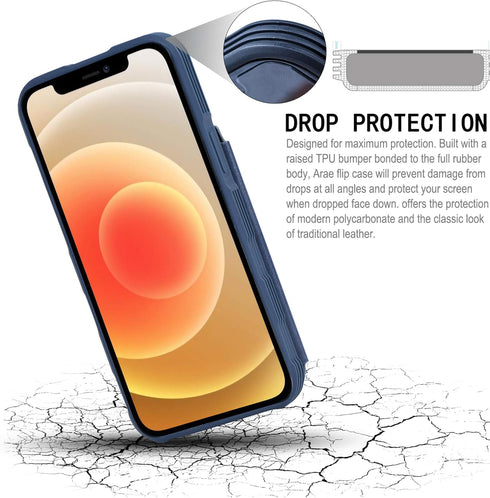 Arae Compatible for iPhone 12 Case and iPhone 12 Pro Case with Card Holder - Wallet Case with PU Leather Card Pockets Back Flip Cover for iPhone 1...