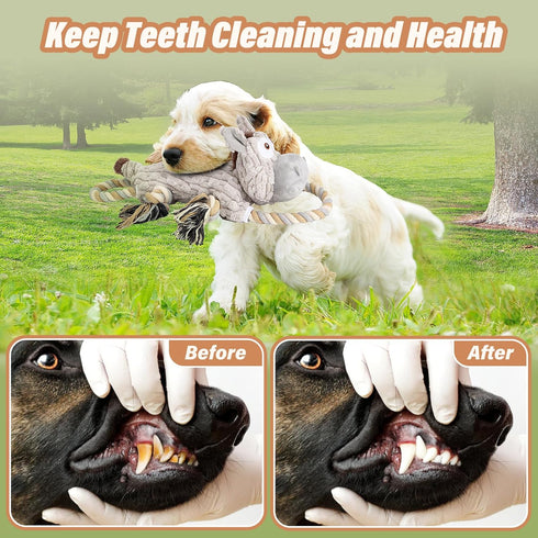 Large Squeaky Dog Toys for Aggressive Chewers,Interactive Tug of War Puppy Toys with Pull Rope,Tough Plush Pet Dog Chew Toys for Small, Medium and...