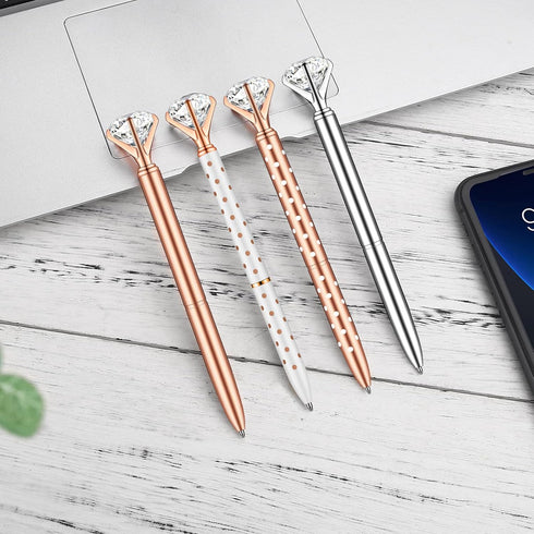 PASISIBICK 16 Pcs Big Diamond Pens-Bling Wedding Crystal Metal Ballpoint Pens with Black Ink (4 Mixed Colors)...