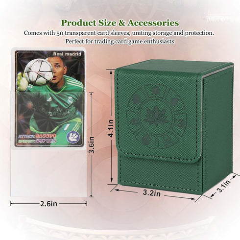 MTG Deck Box with 50 Pcs Card Sleeve, 110+ Card Storage Leather Deck Box for Magic Commander, Collectible Trading Card Cases for Trading Card Game...