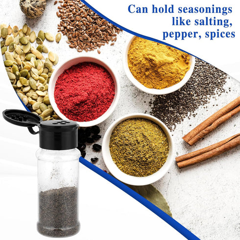 5 PCS Plastic Seasoning Containers with Shaker Lids 3oz Empty Spice Jars to Pour or Shake Storage Portable Black Red Green Clear Seasoning Bottles...