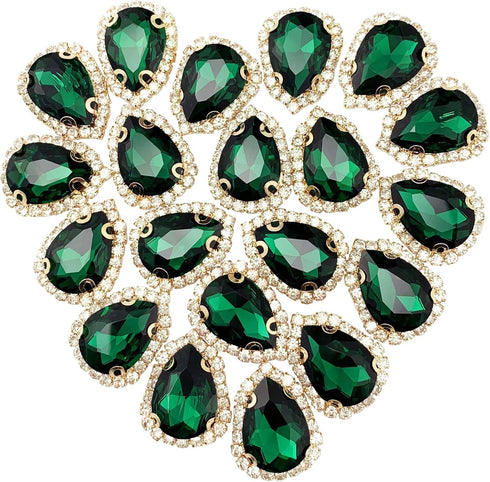 20pcs Teardrop Flatback Rhinestone Sew on Glass Crystal Buttons Charms Embellishments for Jewelry Clothes Shoes Decoration Headband Belt Dress Wed...