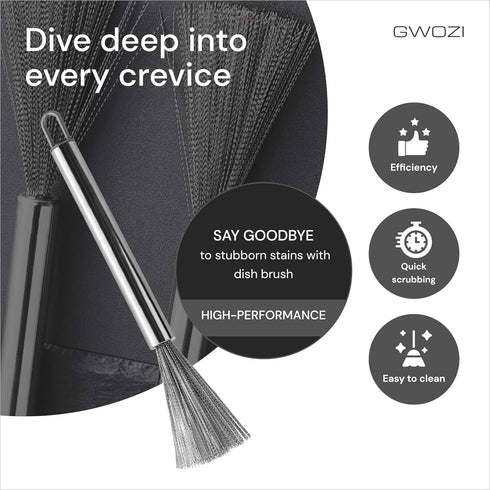 Dish Brush Stainless Steel - Multifunctional Wire Brushes for Cleaning & Kitchen - Metal Scrubber with Handle for Cleaning Grill, Sink, Pots, Pans...