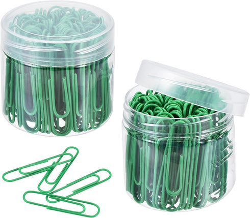 MECCANIXITY Paper Clips Medium Size 2 Inch Vinyl Coated to Prevent Tearing Pages with Box for Organize Office Home Green Count 200...