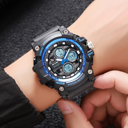 Military Men's Sports Analog Quartz Watch Dual Display Alarm Digital Watches with LED Backlight...