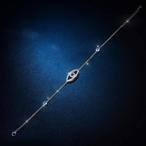Evil Eye Anklet, Sterling Silver Adjustable Blue Anklet for Women,Cubic Zirconia Evil Eye Jewelry Gifts for Women(Anklet 8.5inches)...