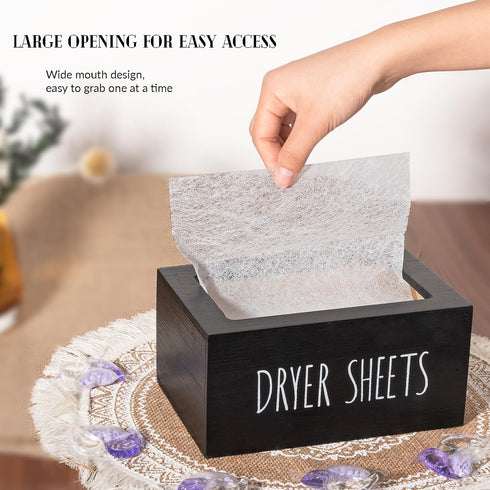 zoocatia Laundry Room Decor Dryer Sheet Container Wood Detergent Dispenser Organization and Storage Box Holder for Laundry Pods, Dryer Balls, Blac...