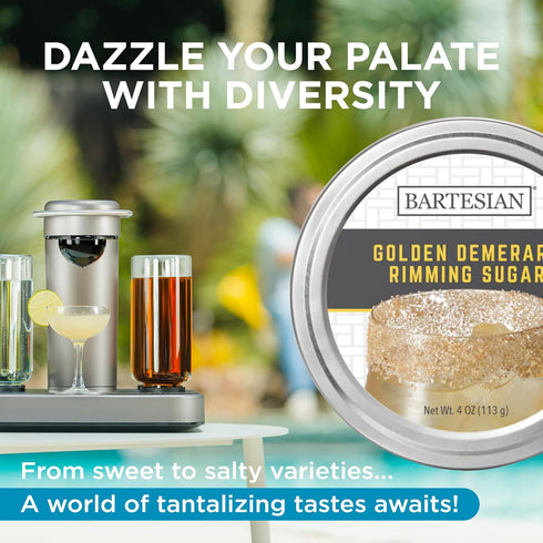 Bartesian Golden Demerara Sugar Cocktail Glass Rimmer - Dessert Cocktails Flavored Sweet Rimming Garnish for Bar Drink Glasses - Professional Home...