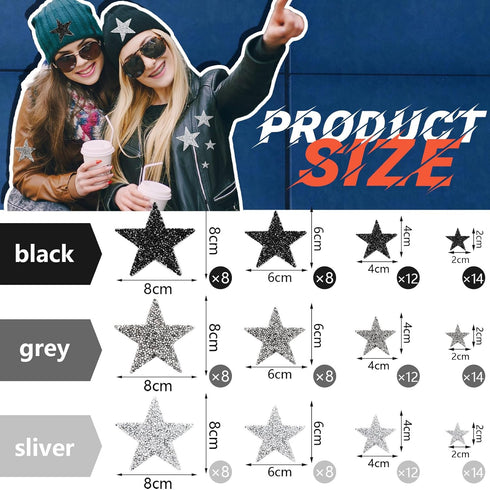 Geosar 120 Pieces Star Rhinestone Appliques Iron on Star Patches Rhinestone Glitter Star Patches Bling Appliques for DIY Crafts Clothes Bag Pants ...