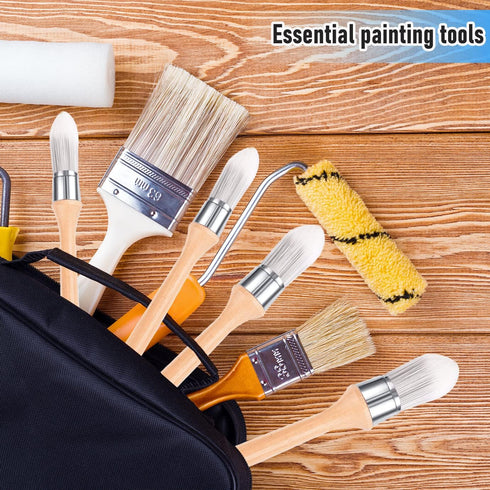 WXJ13 4 Pieces Trim Painting Tool Edge Painting Tool Corner Paint Brush Trim Paint Brush Paint Trimmer Edger Wooden Handle Round Painting Tool for...